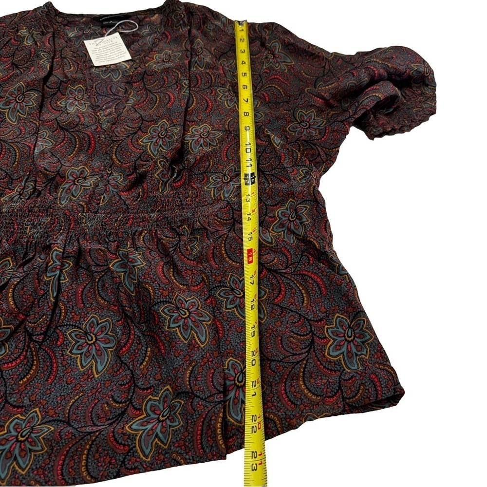 Moda International Women's Multicolor Paisley Blouse Top Shirt Size Small Silk - Picture 10 of 13